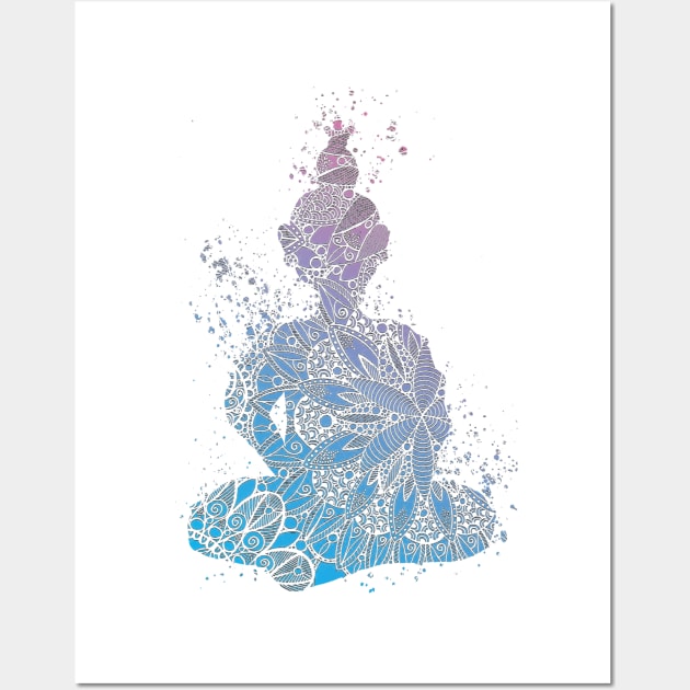 Blue Mandala Buddha Wall Art by ZeichenbloQ